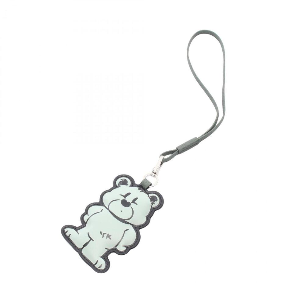 Valextra Bear Charm Accessory, Leather, Women's, Green/Black